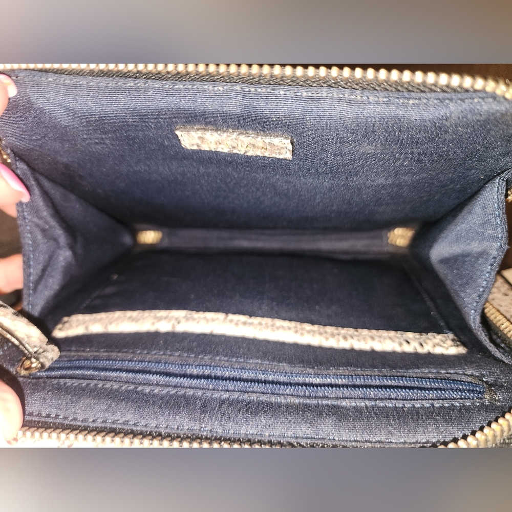 Cole Haan Snake Skin Print Leather Crossbody Purse - Picture 13 of 14